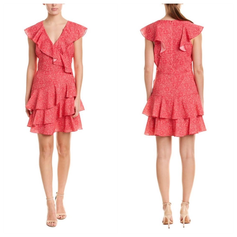 Parker 🌺 Pink Hydrangea Floral Ruffles Mini Dress - Picture 7 of 11